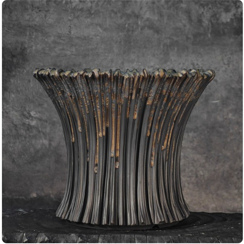 Vertical Wall Planter - Glazed Handmade Vertical Stripes Porcelain Root