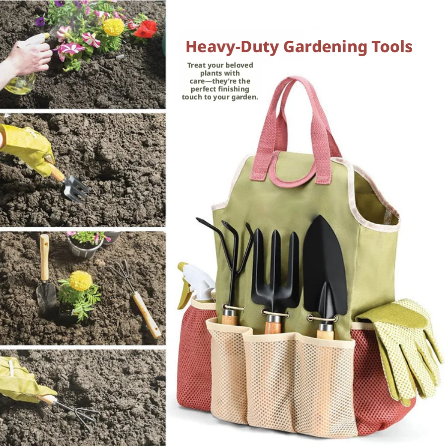 Gardening Tools Gift Set - Outdoor garden planting tools 9-piece set,