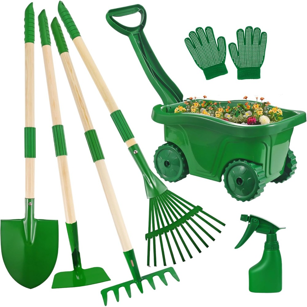 Gardening Tools Girly - Kids Gardening Tools Set with Wheelbarrow