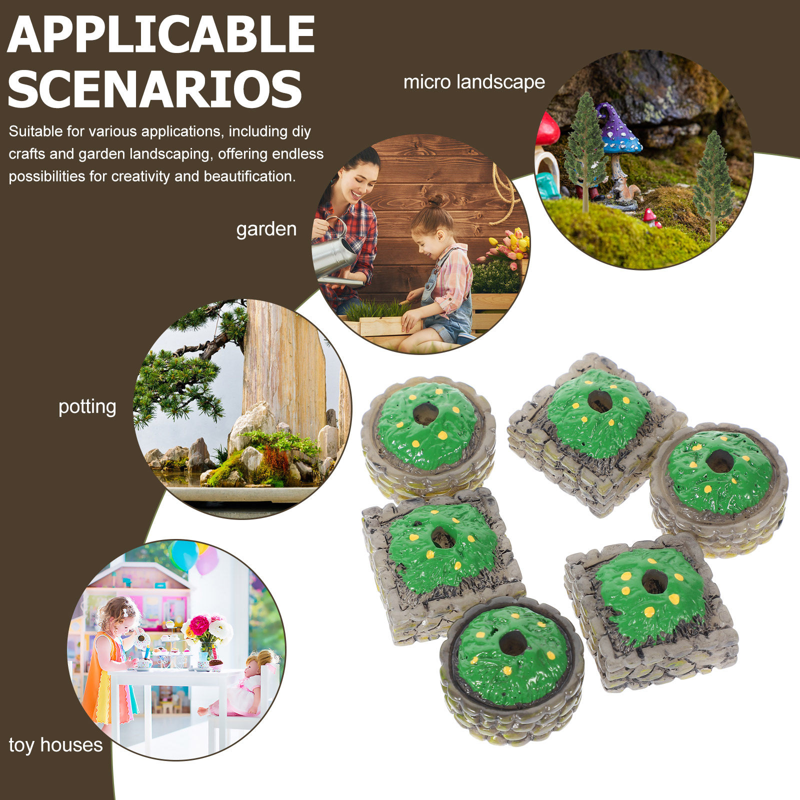 6Pcs Mini Parterre Statue Resi - đánh giá và giá Gardening Tools Photo